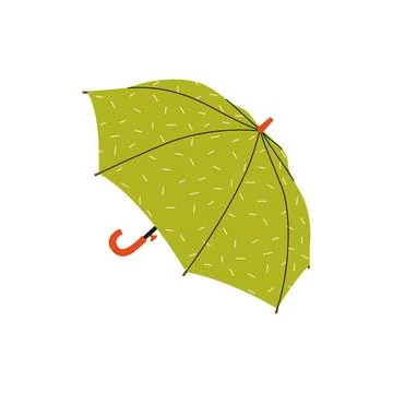 Green pattern opened umbrella. Vector illustration. Bright flat season illu.. Stock Illustration
