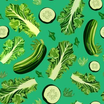 Green pattern salad and zucchini Stock Illustration