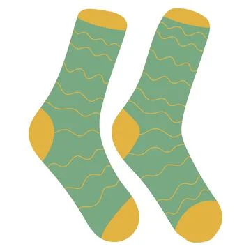 Green Patterned Winter Socks Stock Illustration