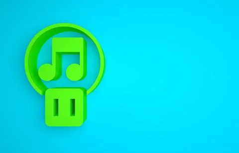 Green Pause button icon isolated on blue background. Minimalism concept. 3D Illustrazione stock