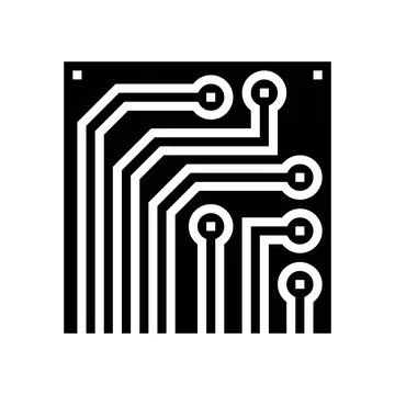 Green pcb copper tracks glyph icon vector illustration Stock Illustration