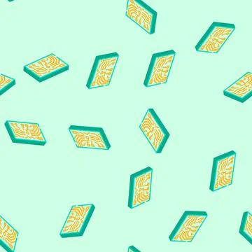 Green pcb copper tracks isometric icon seamless pattern Stock Illustration