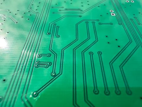 Green PCB with Tracks 스톡 사진