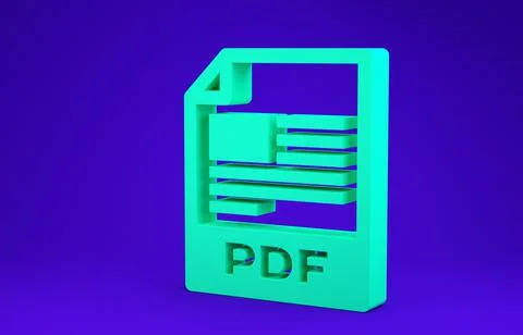 Green PDF file document. Download pdf button icon isolated on blue background Stock Illustration