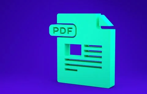 Green PDF file document. Download pdf button icon isolated on blue background 스톡 일러스트