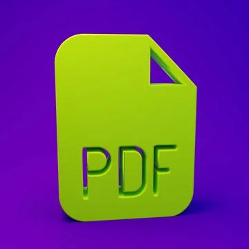 Green PDF file document. Download pdf button icon isolated on purple-blue b.. Stock Illustration