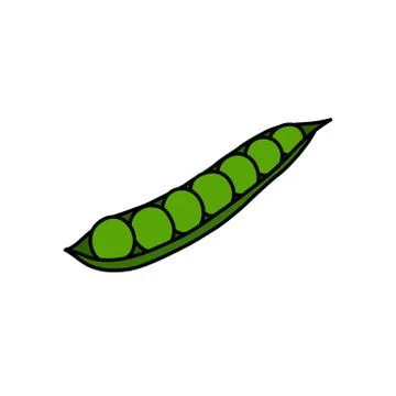 Green pea doodle icon, vector color illustration Stock Illustration