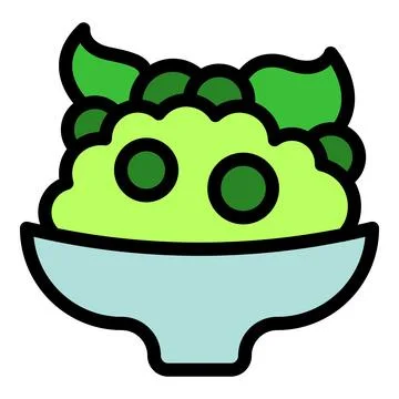 Green pea puree being served in a bowl icon Stock Illustration