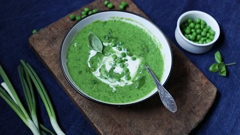 Green pea soup Stock Footage 89755589