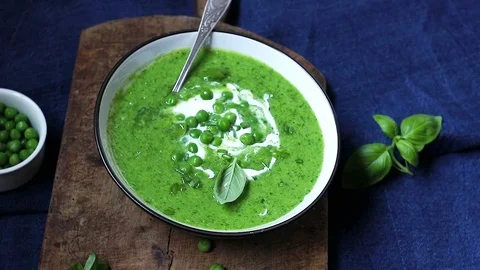 Green pea soup Stock Footage 89755590