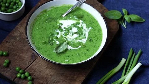 Green pea soup Stock Footage 89755592