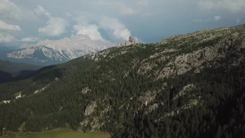 Green Peaks and Floating Clouds in the Dolomites Stock Footage 300935589