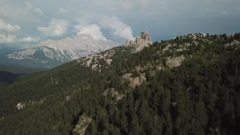 Green Peaks and Floating Clouds in the Dolomites Stock Footage 300935597