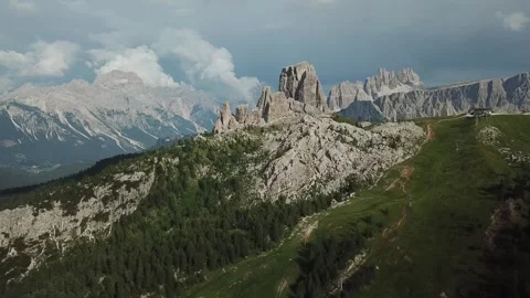Green Peaks and Floating Clouds in the Dolomites Stock Footage 300935598