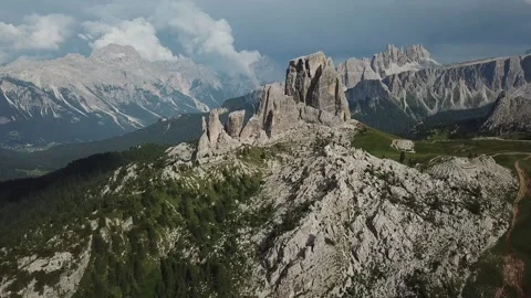 Green Peaks and Floating Clouds in the Dolomites Stock Footage 300935625