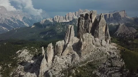 Green Peaks and Floating Clouds in the Dolomites Stock Footage 300935627
