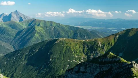 Green Peaks: Tatras Range in Summer - Daytime Time-Lapse Stock Footage 306399313