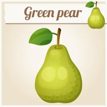 Green pear. Cartoon vector icon Stock Illustration