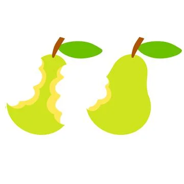 Green pear core. Flat cartoon illustration. Bitten sweet fruit. Garbage and f Stock Illustration