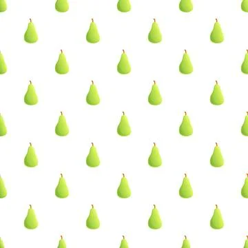 Green pear fruit pattern creating a seamless background Stock Illustration