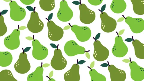 Green Pear Fruit Seamless Pattern Motion Graphic Background Stock Footage 346257700