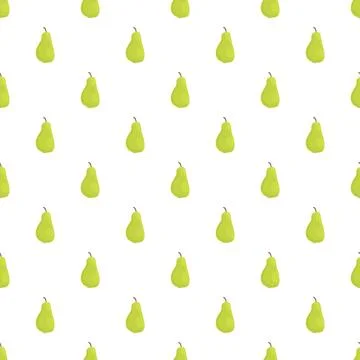 Green pear fruit seamless pattern on white background Stock Illustration
