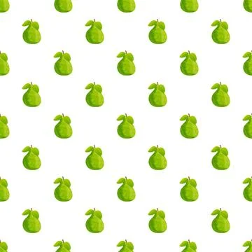 Green pear fruit seamless pattern on white background 스톡 일러스트