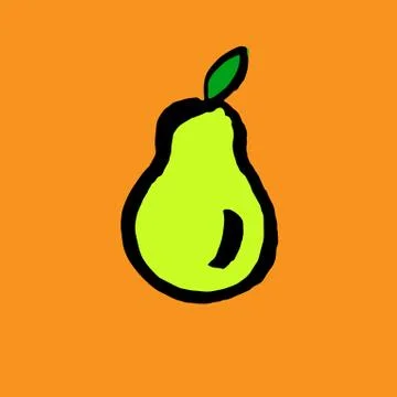 Green pear grunge icon. Vector illustration. Stock Illustration