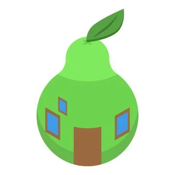 Green pear house with windows is representing eco friendly home concept Ilustración de archivo