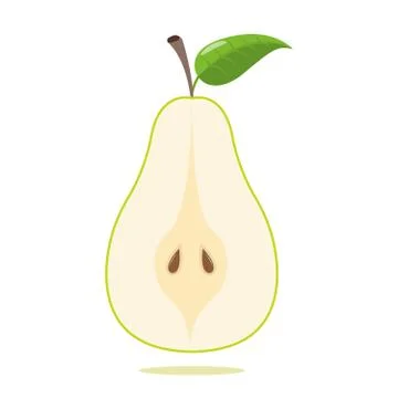 Green pear isolated on white background. Vector illustration. Cut green pear Stock Illustration