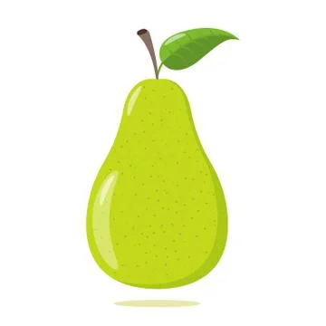 Green pear isolated on white background. Vector illustration. Cut green pear Stock Illustration