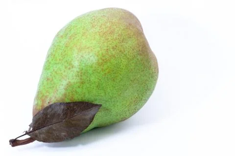 Green pear with leaf Stock Photos