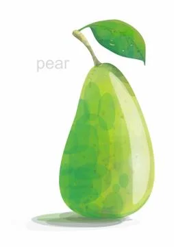 Green pear low poly vector. on a white background Stock Illustration