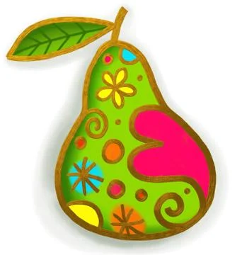 Green Pear Paint Doodle Stock-Illustration
