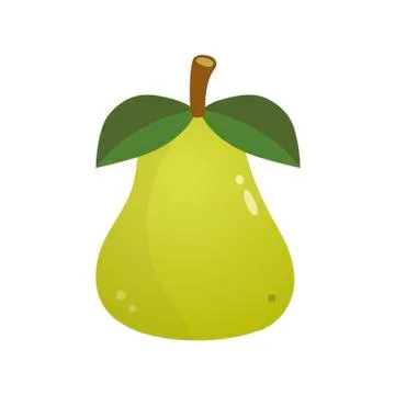 Green pear on white background. Vector illustration in trendy flat style. EPS 10 Stock Illustration