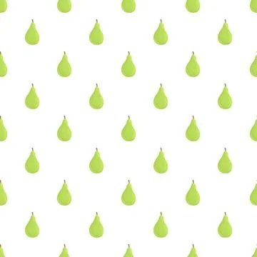 Green pears seamless repeating pattern on white background Stock Illustration