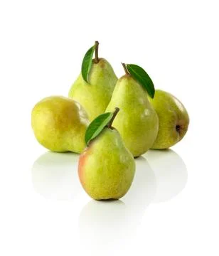 Green pears on white background Stock Photos