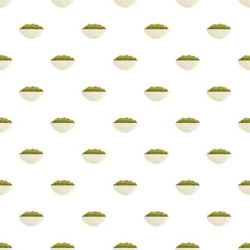 Green peas in bowls seamless pattern background Stock Illustration
