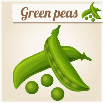 Green peas. Detailed Vector Icon Stock Illustration