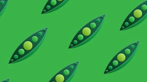 Green peas on a green background, vector illustration, pattern. peas in a pod 스톡 일러스트