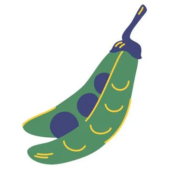 Green peas. Hand draw String peas. Healthy vegetable food. Cartoon vector ill Stock Illustration