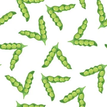 Green peas seamless pattern. Healthy vegetable background. Organic food Stock Illustration