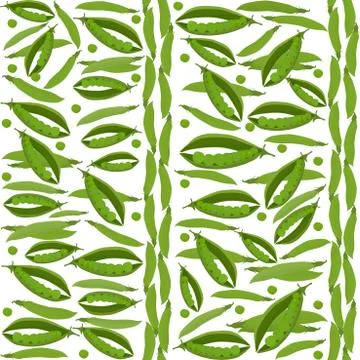 Green peas seamless pattern, vegetable background Stock Illustration