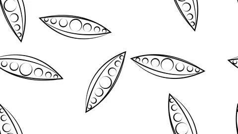 Green peas on a white background, vector illustration, pattern. peas in a pod Illustrazione stock