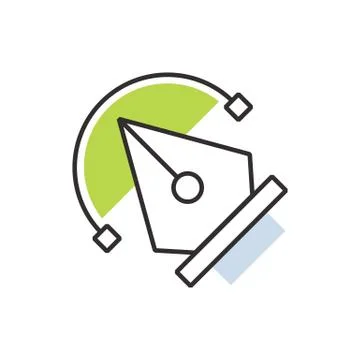Green pen tool  icon  vector Stock Illustration