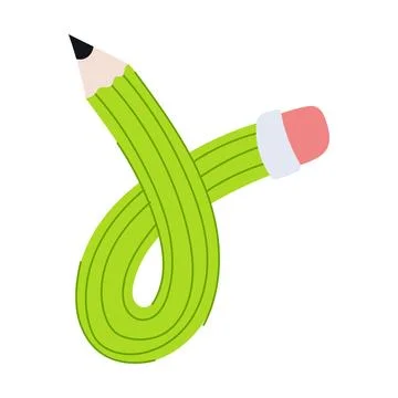 Green pencil bending into flexible loop symbolizing creativity Stock Illustration