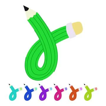 Green pencil bending into flexible loop symbolizing creativity graphic Stockillustratie