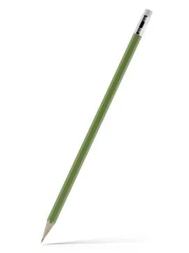 Green pencil with eraser. Illustrazione stock