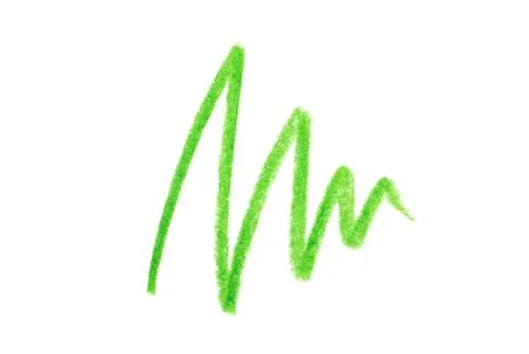 Green pencil scribble on white background, top view Stock Photos
