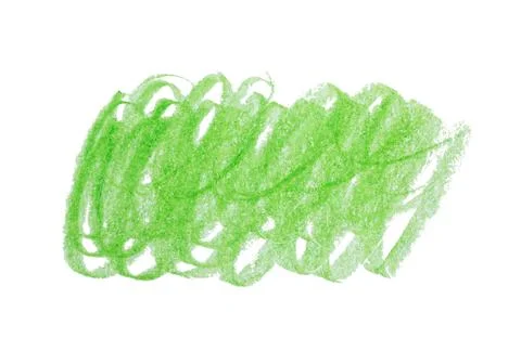 Green pencil scribble on white background, top view Stock Photos